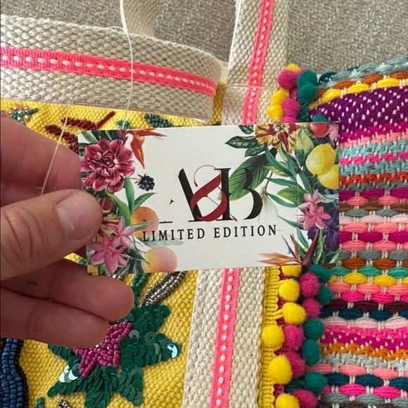 Colorful Embroidered and Beaded Tote Bag - Picture 4 of 5